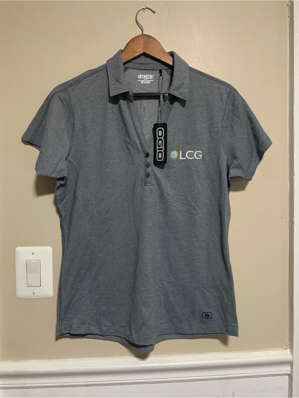 OGIO Polo Shirt Womens M Gray Short Sleeve Performance Activewear Golf NWT LCG